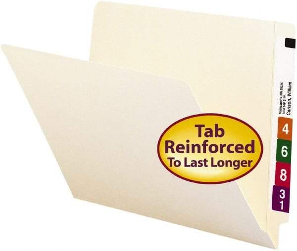 SMEAD - 8-1/2 x 11", Letter Size, Manila, File Folders with End Tab - 11 Point Stock, Straight Tab Cut Location - Industrial Tool & Supply
