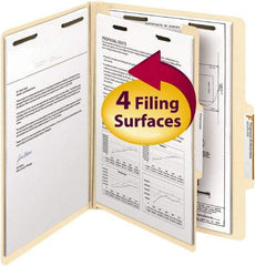 SMEAD - 8-1/2 x 11", Letter Size, Manila, Classification Folders with Top Tab Fastener - 18 Point Stock, Right of Center Tab Cut Location - Industrial Tool & Supply