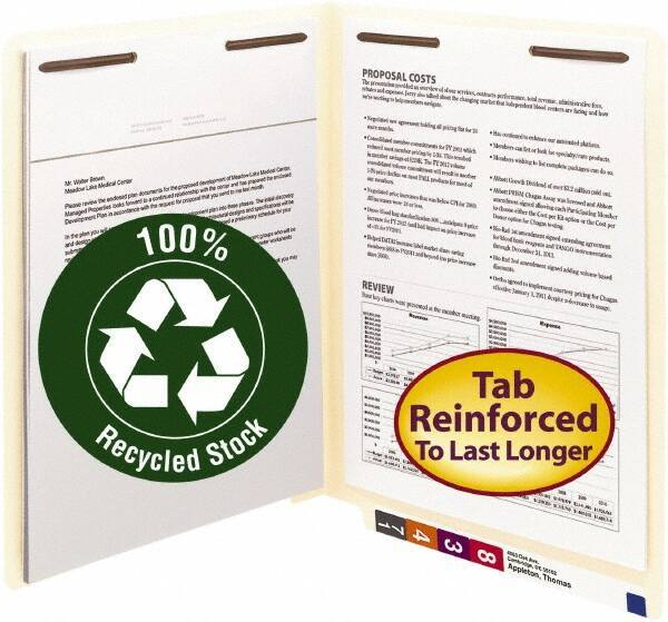 SMEAD - 8-1/2 x 11", Letter Size, Manila, File Folders with End Tab - 11 Point Stock, Straight Tab Cut Location - Industrial Tool & Supply
