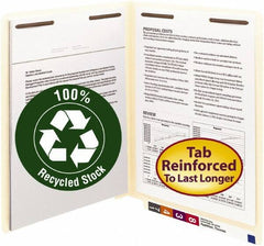SMEAD - 8-1/2 x 11", Letter Size, Manila, File Folders with End Tab - 11 Point Stock, Straight Tab Cut Location - Industrial Tool & Supply