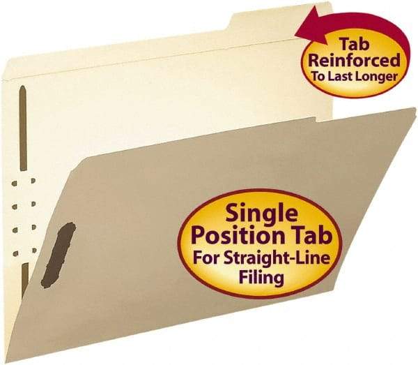 SMEAD - 8-1/2 x 11", Letter Size, Manila, File Folders with Top Tab - 11 Point Stock, 1/3 Tab Cut Location - Industrial Tool & Supply