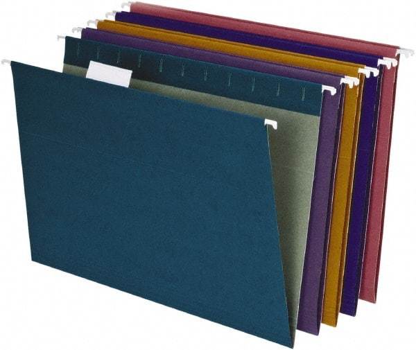 Pendaflex - 8-1/2 x 11", Letter Size, Assorted Colors, Hanging File Folder - 11 Point Stock, 1/5 Tab Cut Location - Industrial Tool & Supply