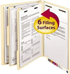 SMEAD - 8-1/2 x 11", Letter Size, Manila, Classification Folders with End Tab Fastener - 18 Point Stock, Straight Tab Cut Location - Industrial Tool & Supply
