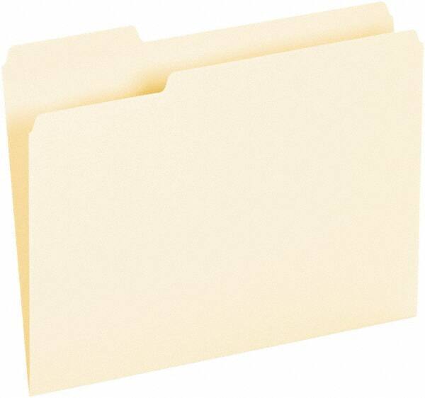 UNIVERSAL - 8-1/2 x 11", Letter Size, Manila, File Folders with Top Tab - Assorted Tab Cut Location - Industrial Tool & Supply