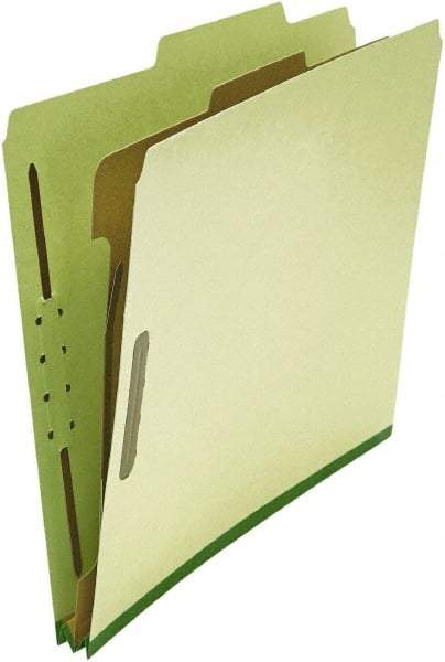 UNIVERSAL - 8-1/2 x 11", Letter Size, Green, Classification Folders with Top Tab Fastener - 25 Point Stock, Right of Center Tab Cut Location - Industrial Tool & Supply