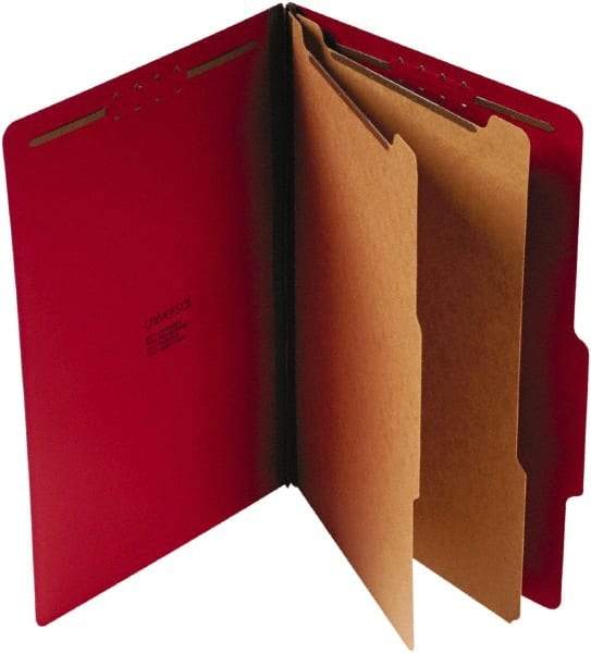 UNIVERSAL - 9-1/2 x 14-1/2", Legal, Ruby Red, Classification Folders with Top Tab Fastener - 25 Point Stock, Right of Center Tab Cut Location - Industrial Tool & Supply