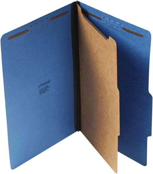 UNIVERSAL - 9-1/2 x 14-1/2", Legal, Cobalt Blue, Classification Folders with Top Tab Fastener - 25 Point Stock, Right of Center Tab Cut Location - Industrial Tool & Supply