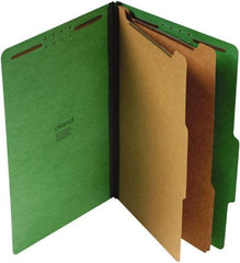 UNIVERSAL - 9-1/2 x 14-1/2", Legal, Emerald Green, Classification Folders with Top Tab Fastener - 25 Point Stock, Right of Center Tab Cut Location - Industrial Tool & Supply