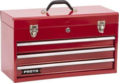 Proto - 1 Compartment 3 Drawer Tool Box - 20-3/16" Wide x 8-3/4" Deep x 11-3/4" High, Steel, Safety Red - Industrial Tool & Supply
