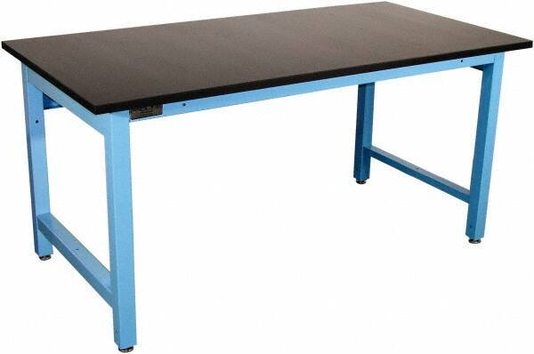 Proline - 72 Wide x 36" Deep x 36" High, Epoxy Resin Workbench - Adjustable Height Legs, Light Blue - Industrial Tool & Supply