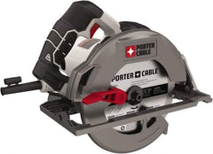 Porter-Cable - 15 Amps, 7-1/4" Blade Diam, 5,500 RPM, Electric Circular Saw - 120 Volts, 8' Cord Length, 5/8" Arbor Hole, Right Blade - Industrial Tool & Supply