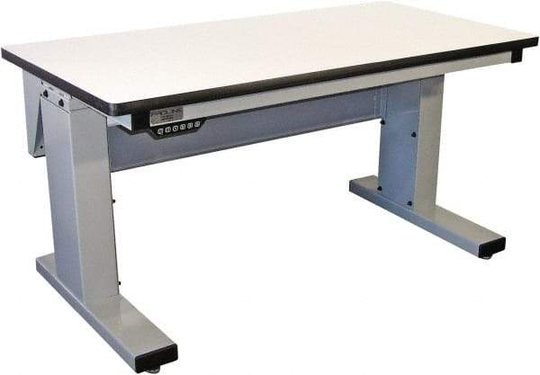 Proline - 60 Wide x 30" Deep x 42-1/2" High, Plastic Laminate Workbench - Adjustable Height Legs, Light Gray - Industrial Tool & Supply