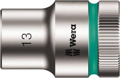 Wera - 1/2" Drive, Standard Hand Socket - 6 Points, Chrome Vanadium, Chrome Finish - Industrial Tool & Supply