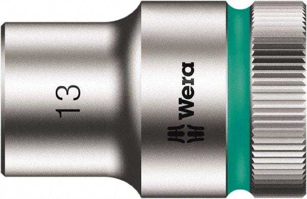 Wera - 1/2" Drive, Standard Hand Socket - 6 Points, Chrome Vanadium, Chrome Finish - Industrial Tool & Supply