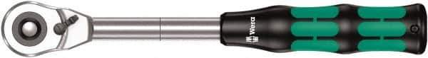 Wera - 1/2" Drive Pear Head Ratchet - Chrome Vanadium Finish, 11" OAL, 72 Gear Teeth, Ergonomic Cushion Grip Handle - Industrial Tool & Supply