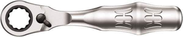 Wera - 1/4" Splined Drive Pear Head Mini-Ratchet Drive - Chrome Vanadium Finish, 4" OAL, 60 Gear Teeth, Forged Grip Handle - Industrial Tool & Supply