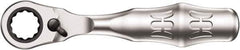 Wera - 1/4" Splined Drive Pear Head Mini-Ratchet Drive - Chrome Vanadium Finish, 4" OAL, 60 Gear Teeth, Forged Grip Handle - Industrial Tool & Supply
