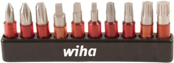 Wiha - Bit Set - #1 to #3, 1/4" Drive, Phillips, Square, Torx Point - Industrial Tool & Supply
