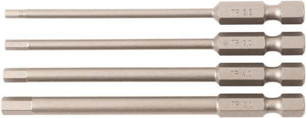 Wiha - 4 Piece, Bit Set - 1/4" Drive, Hex Point - Industrial Tool & Supply