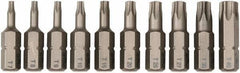 Wiha - 10 Piece, 1/4" Drive Screwdriver Insert Bit Set - T7 to T40 Torx - Industrial Tool & Supply