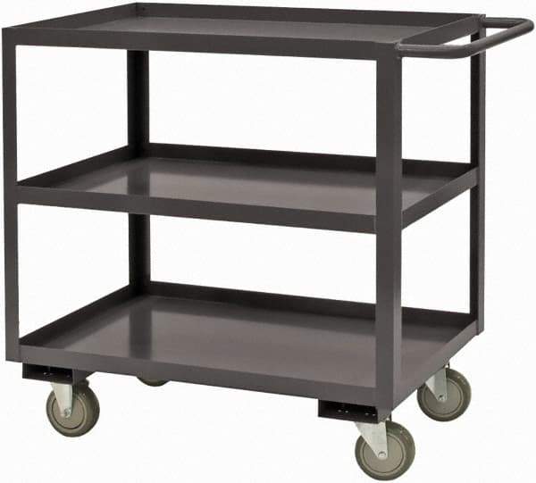 Durham - 2,400 Lb Capacity, 48" Wide x 18" Long x 37-5/8" High Service Cart - 2 Shelf, Steel, 2 Rigid/2 Swivel Casters - Industrial Tool & Supply