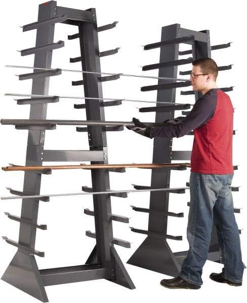 Durham - 9 Bay, 9 Shelf, 2,600 Lb Capacity, Gray 2-Sided Horizontal Bar Storage Rack - 30" Wide x 85" High x 30" Deep - Industrial Tool & Supply