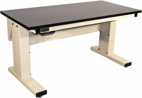 Proline - 60 Wide x 30" Deep x 42-1/2" High, Chem-Guard Workbench - Adjustable Height Legs, Light Beige - Industrial Tool & Supply