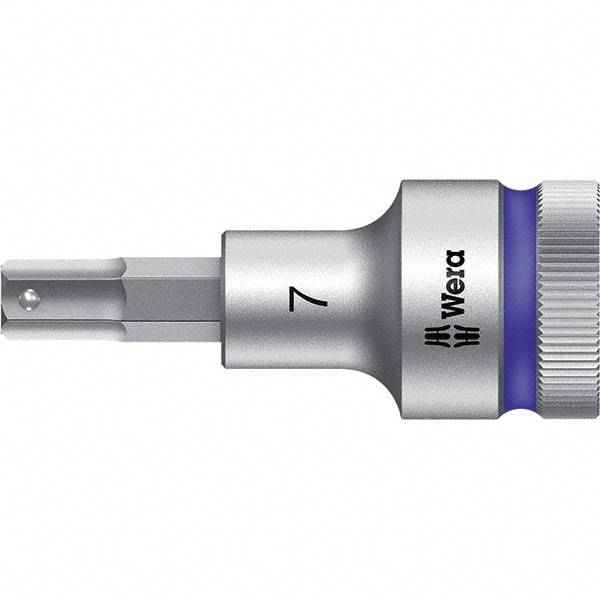 Wera - 1/2" Drive, 7mm Hex Bit Socket - 2-23/64" OAL - Industrial Tool & Supply