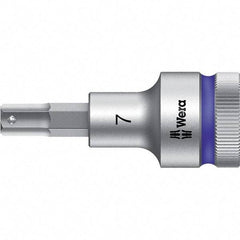 Wera - 1/2" Drive, 7mm Hex Bit Socket - 2-23/64" OAL - Industrial Tool & Supply