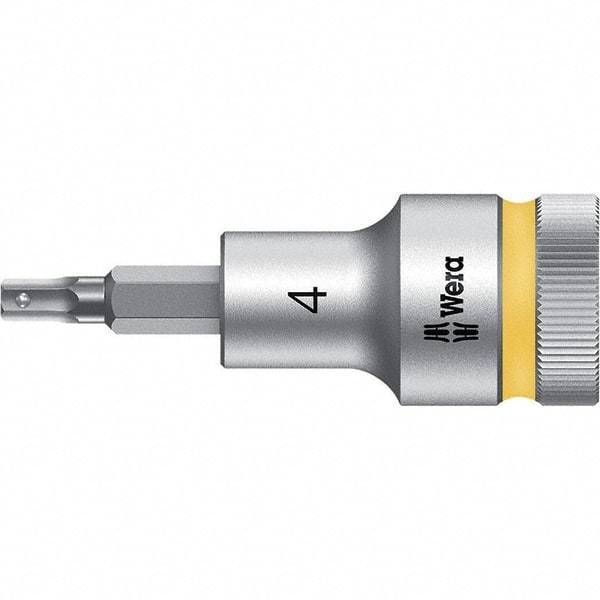 Wera - 1/2" Drive, 4mm Hex Bit Socket - 2-23/64" OAL - Industrial Tool & Supply
