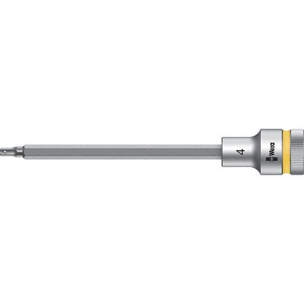 Wera - 1/2" Drive, 4mm Hex Bit Socket - 5-33/64" OAL - Industrial Tool & Supply