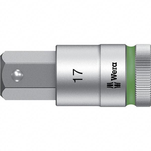 Wera - 1/2" Drive, 17mm Hex Bit Socket - 2-23/64" OAL - Industrial Tool & Supply