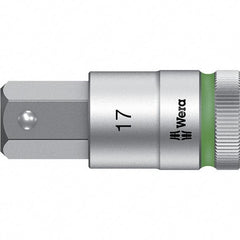 Wera - 1/2" Drive, 17mm Hex Bit Socket - 2-23/64" OAL - Industrial Tool & Supply