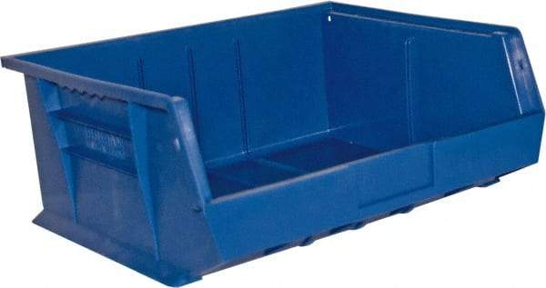 Durham - 14-5/8" Deep, Blue Plastic Hang and Stack Bins - 7" High x 16-3/4" Wide x 14-5/8" Long - Industrial Tool & Supply