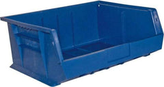 Durham - 14-5/8" Deep, Blue Plastic Hang and Stack Bins - 7" High x 16-3/4" Wide x 14-5/8" Long - Industrial Tool & Supply