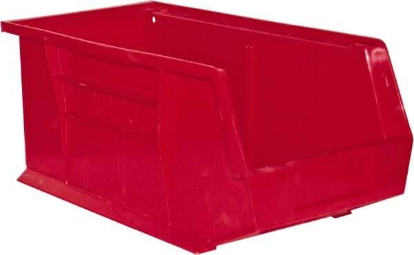 Durham - 14-5/8" Deep, Red Plastic Hang and Stack Bins - 7" High x 8-1/4" Wide x 14-5/8" Long - Industrial Tool & Supply