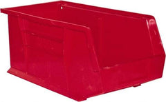 Durham - 14-5/8" Deep, Red Plastic Hang and Stack Bins - 7" High x 8-1/4" Wide x 14-5/8" Long - Industrial Tool & Supply