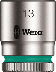 Wera - 1/4" Drive, Shallow Socket - 6 Points, 17/24" OAL - Industrial Tool & Supply