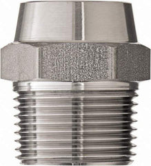 Made in USA - 1-1/4" Grade 304 Stainless Steel Pipe Hex Nipple - MNPT x Butt Weld End Connections, 1,250 psi - Industrial Tool & Supply