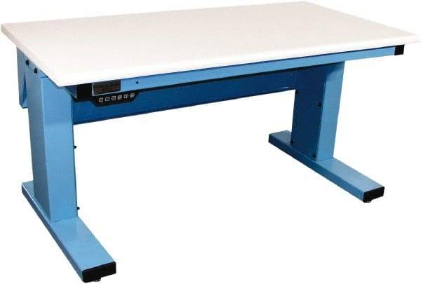 Proline - 60 Wide x 30" Deep x 42-1/2" High, Static Dissipative Workbench - Adjustable Height Legs, Light Blue - Industrial Tool & Supply