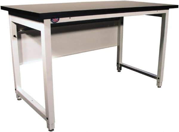 Proline - 60 Wide x 30" Deep x 40" High, Chem-Guard Workbench - Adjustable Height Legs, White - Industrial Tool & Supply