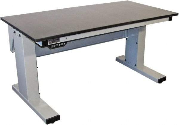 Proline - 60 Wide x 30" Deep x 42-1/2" High, Epoxy Resin Workbench - Adjustable Height Legs, Light Blue - Industrial Tool & Supply