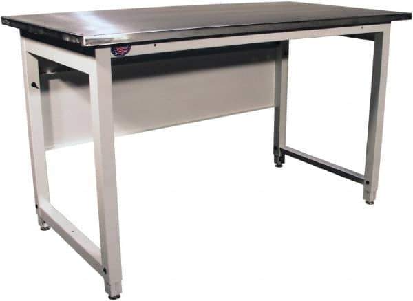 Proline - 60 Wide x 30" Deep x 40" High, Stainless Steel Workbench - Adjustable Height Legs, Light Gray - Industrial Tool & Supply