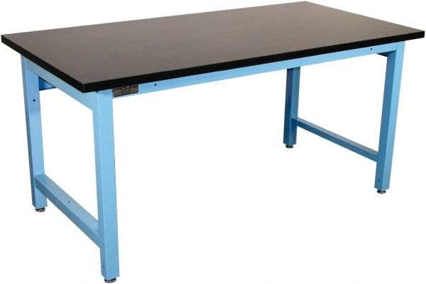 Proline - 72 Wide x 36" Deep x 36" High, Chem-Guard Workbench - Adjustable Height Legs, Light Blue - Industrial Tool & Supply