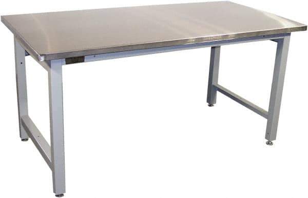 Proline - 72 Wide x 36" Deep x 36" High, Stainless Steel Workbench - Adjustable Height Legs, Light Gray - Industrial Tool & Supply