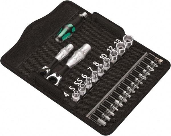 Wera - 27 Piece 1/4" Drive Ratchet Socket Set - Comes in Canvas Pouch - Industrial Tool & Supply