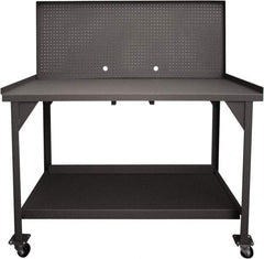 Durham - Pegboard Panel Mobile Work Bench - Steel, Fixed Leg, Gray, 60" Long x 30" Deep x 30-1/4" High - Industrial Tool & Supply