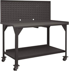 Durham - Louvered Panel Mobile Work Bench - Steel, Fixed Leg, Gray, 60" Long x 30" Deep x 30-1/4" High - Industrial Tool & Supply