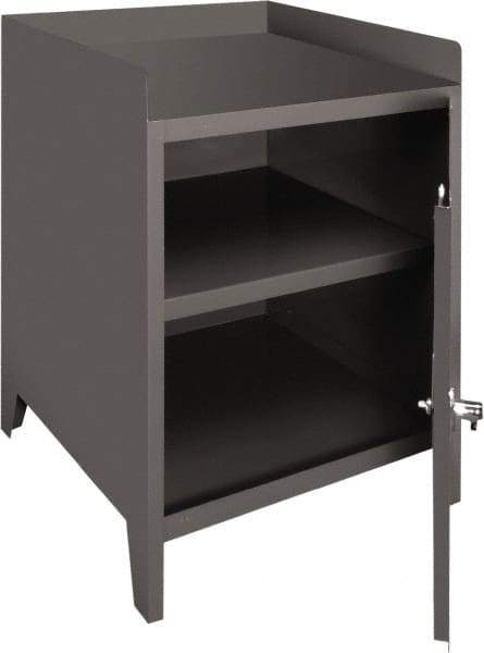 Durham - 1 Shelf Locking Storage Cabinet - Steel, 24" Wide x 24" Deep x 35-1/2" High, Gray - Industrial Tool & Supply
