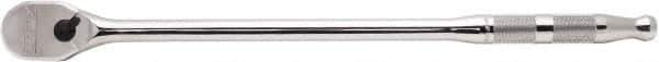 Proto - 1/2" Drive Pear Head Ratchet - Full Polish Chrome Finish, 18" OAL, 90 Gear Teeth, Long Handle, Reversible Head - Industrial Tool & Supply